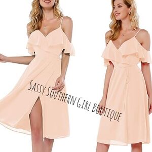 🆕⭐ Shelby Blush pink ruffle off shoulder dress